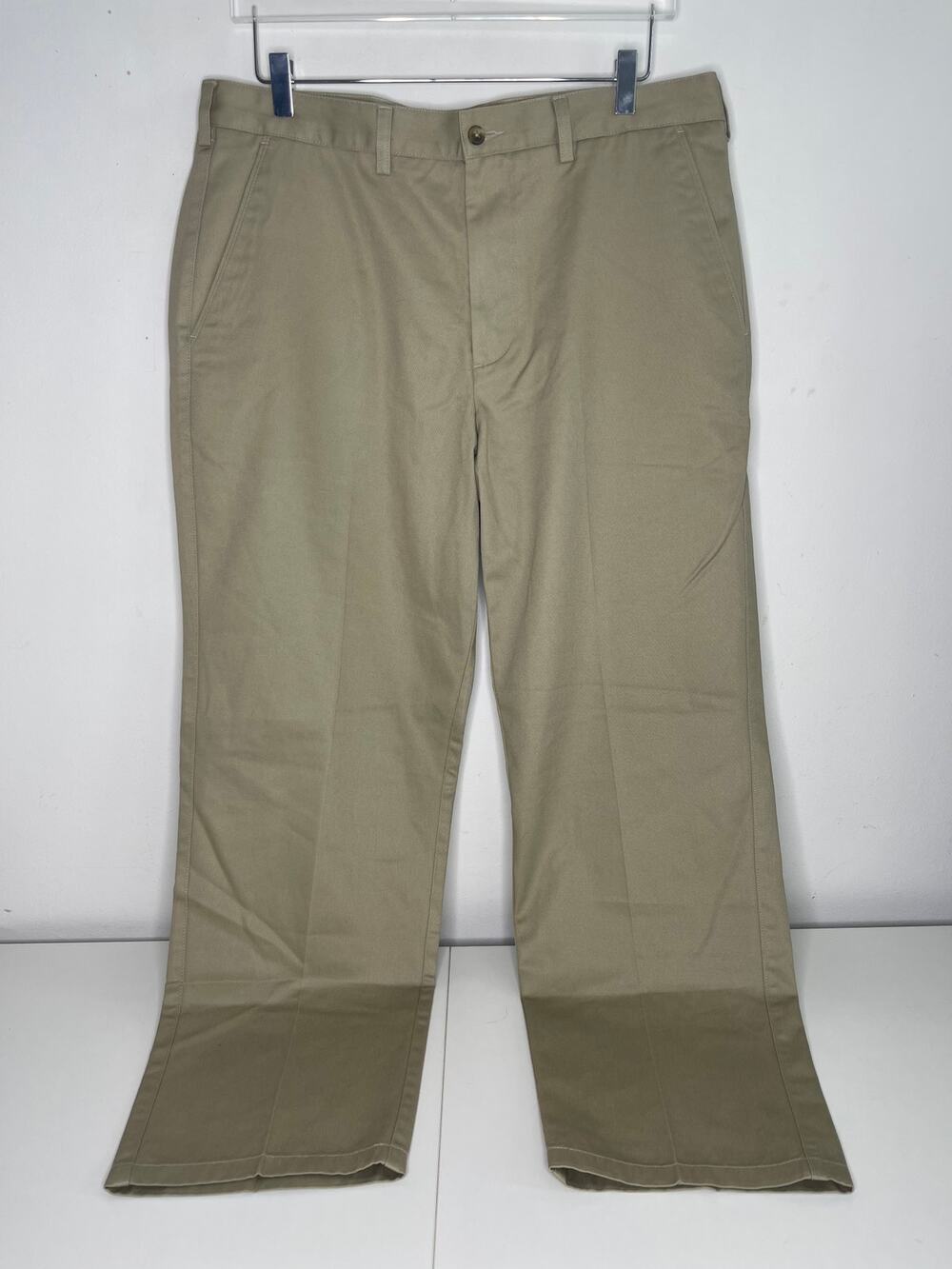 Evergreen Khaki 100% Cotton Twill Chino Straight Leg Trousers — Men’s Size 36x30